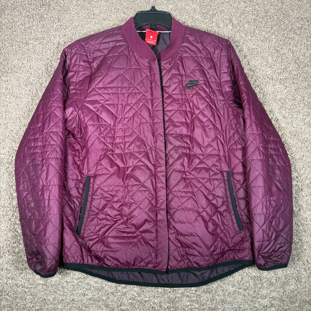 Nike Aeroloft Quilted Bomber Jacket Burgundy Maroon‎ 854747-609 Womens Large